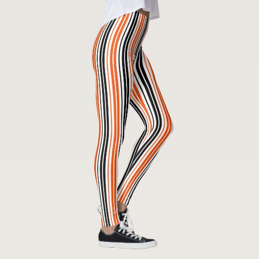 Orange Black White Stripes Pattern Design  Leggings (Rechts)