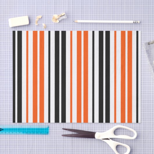 Orange Black White Stripes Pattern Design  Seidenpapier (Handwerk)