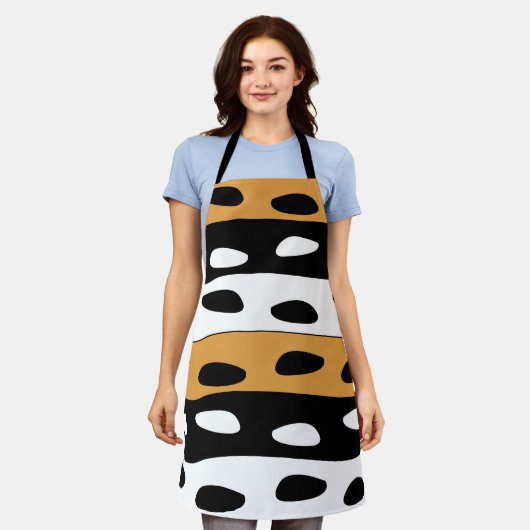 Orange Black White Stripes Schürze (Getragen)