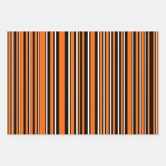 Orange, Black & White Trendy Stripes & Polka Dots Geschenkpapier Set (Vorderseite 3)