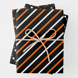 Orange, Black & White Wrapping Paper Sheets Geschenkpapier Set