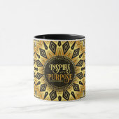 Orange Black Yellow Art Deco Mandala Tasse (Zentrum)
