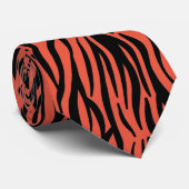 Orange Black Zebra Stripes Krawatte (Gerollt)