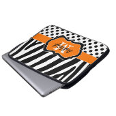 Orange Black Zebra Stripes Polka Dots Laptop Case (Vorne Knopf)