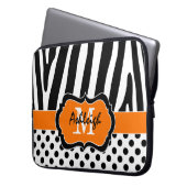 Orange Black Zebra Stripes Polka Dots Laptop Case (Vorderseite Links)