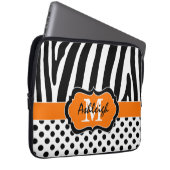 Orange Black Zebra Stripes Polka Dots Laptop Case (Vorne Rechts)