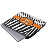 Orange Black Zebra Stripes Polka Dots Laptop Case (Vorne Knopf)