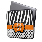 Orange Black Zebra Stripes Polka Dots Laptop Case (Vorderseite Links)