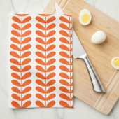 Orange Blätter auf Pflanze Retro Mitte Jahrhundert Geschirrtuch (Viertel Falte)