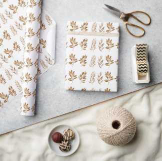 Orange-Blätter Boho Geschenkpapier