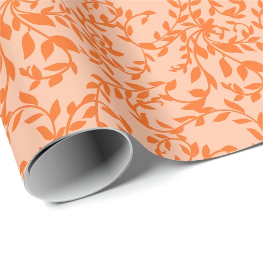 Orange Blätter Botanische Blumenschrift individuel Geschenkpapier (Rolleneckpunkt)