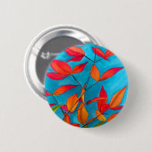 Orange Blätter Herbst Original Aquarellkunst Button (Vorne & Hinten)