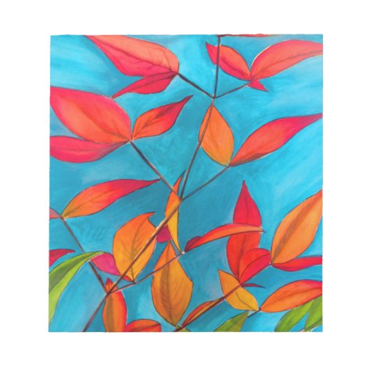 Orange Blätter Herbst Original Aquarellkunst Notizblock (Vorderseite)