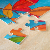 Orange Blätter Herbst Original Aquarellkunst Puzzle (Seite)