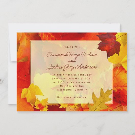 Orange Blätter Herbstfeier Einladung (Vorderseite)