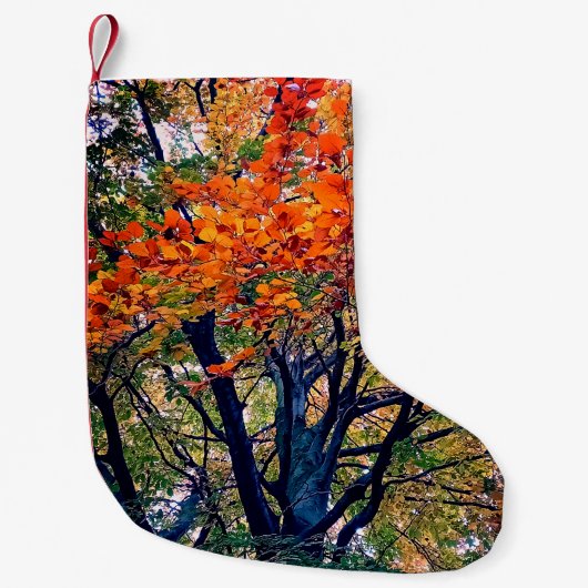 Orange Blätter Kleiner Weihnachtsstrumpf (Vorderseite)