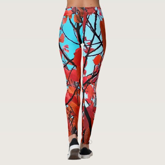 Orange Blätter Leggings (Rückseite)