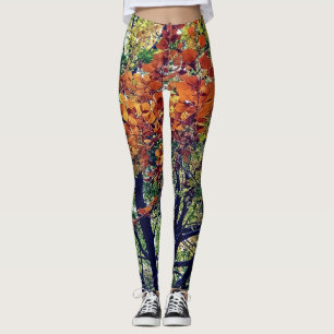 Orange Blätter Leggings