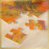 Orange Blätter Marmorierkunst Herbststimmung - Puzzle