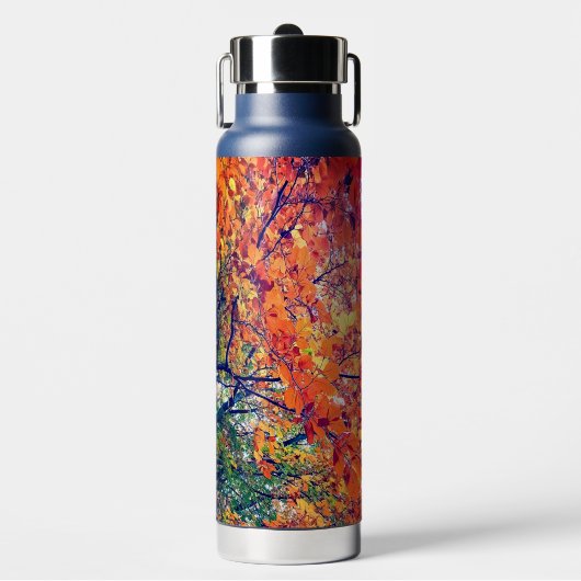 Orange Blätter Trinkflasche (Vorderseite)