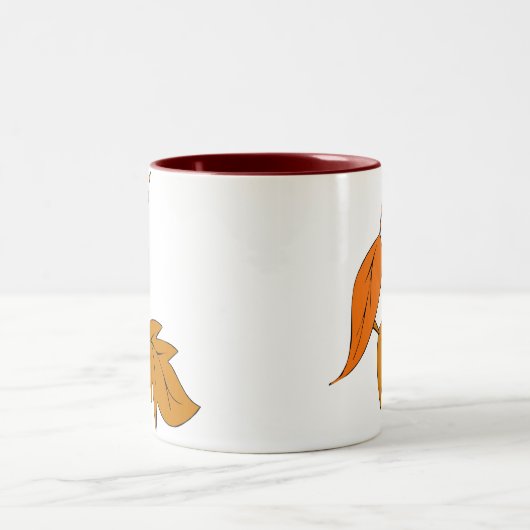 Orange Blätter Zweifarbige Tasse (Mittel)