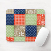 Orange, Blau, Braun und Salbeigrün Patchwork-Look Mousepad (Mit Mouse)