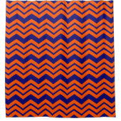 Orange Blau Chevron Zickzack-Design Duschvorhang (Vorderseite)