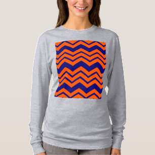 Orange Blau Chevron Zickzack-Design T-Shirt