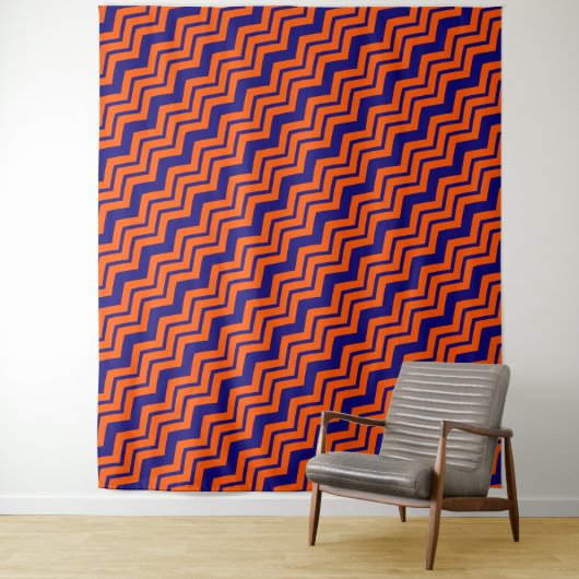 Orange Blau Chevron Zickzack-Design  Wandteppich (Beispiel)