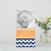 Orange Blau dankt Ihnen Baby-Duschen-Foto-Karten Dankeskarte (Stehend Vorderseite)