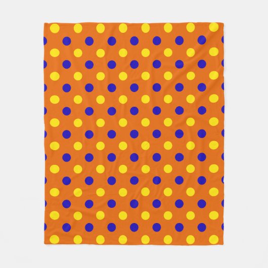Orange Blau Gelb Punkte Design  Fleecedecke (Vorderseite)