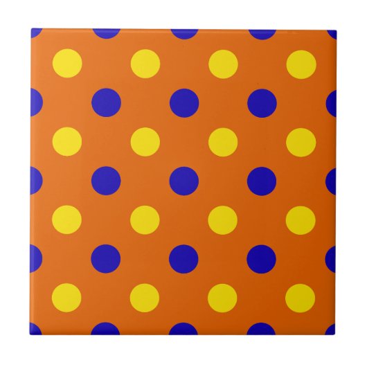 Orange Blau Gelb Punkte Design  Fliese (Vorderseite)