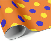 Orange Blau Gelb Punkte Design Geschenkpapier (Rolleneckpunkt)