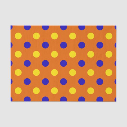 Orange Blau Gelb Punkte Design Seidenpapier (Vorderseite)