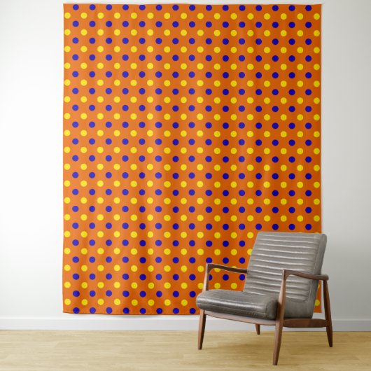 Orange Blau Gelb Punkte Design Wandteppich (Beispiel)