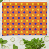 Orange Blau Gelbe Punkte Design  Geschirrtuch (Gefaltet)