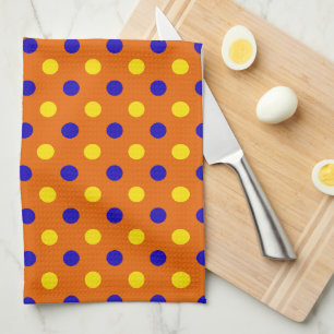 Orange Blau Gelbe Punkte Design  Geschirrtuch
