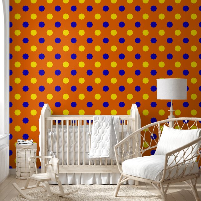 Orange Blau Gelbe Punkte Design  Tapete (Kinder)