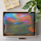 Orange, Blau, grüne abstrakte Malerei Seidenpapier (Geschenk)