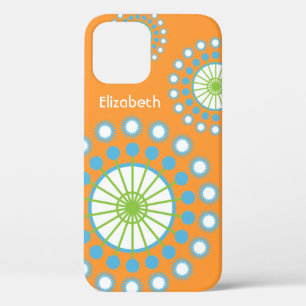 Orange, Blau, grüner Pinwheel iPhone 12 Hülle