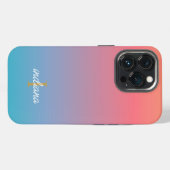 Orange Blau Ombre Moderne Schrift Monogramm Name iPhone Hülle (Rückseite (Horizontal))