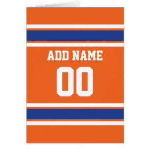 Orange Blau trägt Jersey mit Namen und Zahl zur