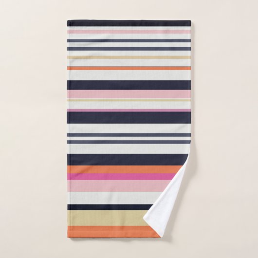 Orange, Blau und Rosa Streifen Badhandtuch Set (Handtuch)