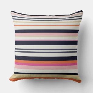 Orange, Blau und Rosa Streifen Kissen