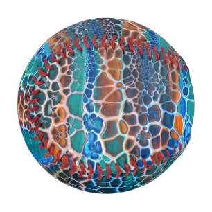 Orange blaue Aquamarin verklebte Glasabstraktion Baseball