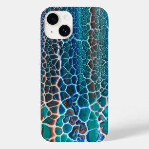 Orange blaue Aquamarin verklebte Glasabstraktion Case-Mate iPhone 14 Hülle