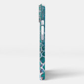 Orange blaue Aquamarin verklebte Glasabstraktion iPhone Hülle (Linke Seite)