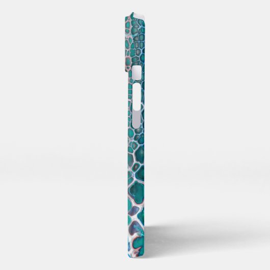 Orange blaue Aquamarin verklebte Glasabstraktion iPhone Hülle (Linke Seite)