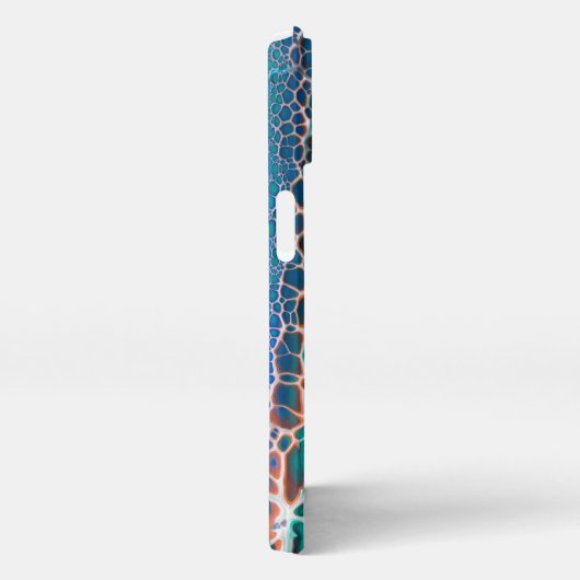 Orange blaue Aquamarin verklebte Glasabstraktion iPhone Hülle (Rechte Seite)