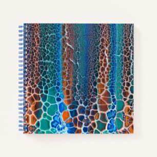 Orange blaue Aquamarin verklebte Glasabstraktion Notizblock